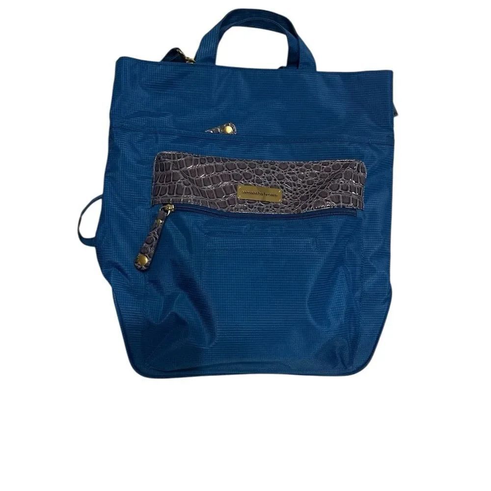 Samantha Brown Blue Laptop Bag with Crocodile Pattern/ Travel
